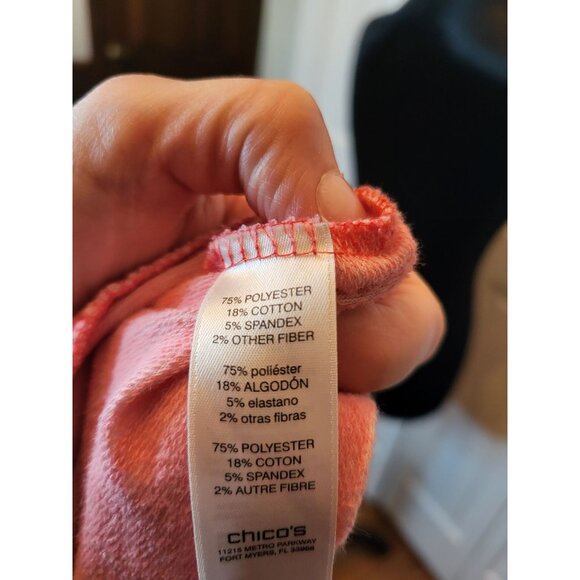 Chico's Weekend Peach Cowl Neck Sweatshirt XL (3) Athleisure Sporty Preppy - Picture 3 of 7
